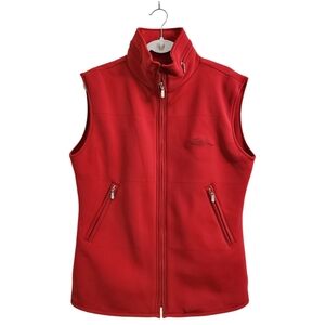 Fubu Collection Vest Jacket Womens XL Red Full Up Hidden Hooded Y2K Vintage Rare